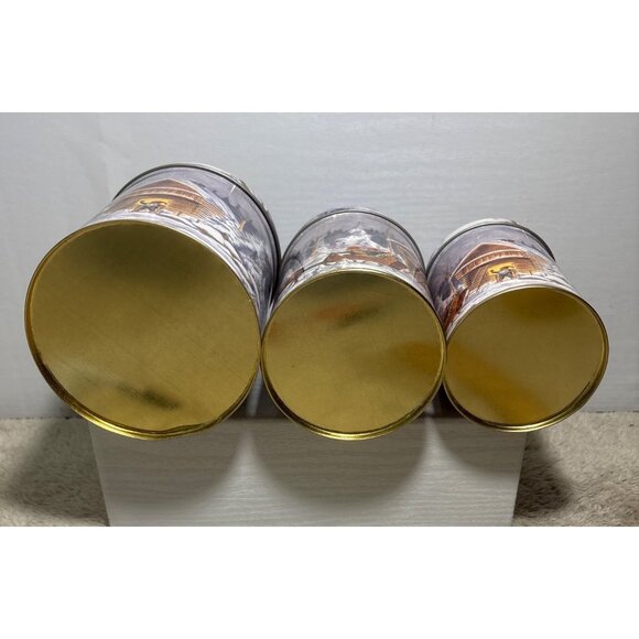 Winter Scene Decorative Nesting Tins With Lids Elfs Sleigh Cabin Set Of 3 - Picture 6 of 15